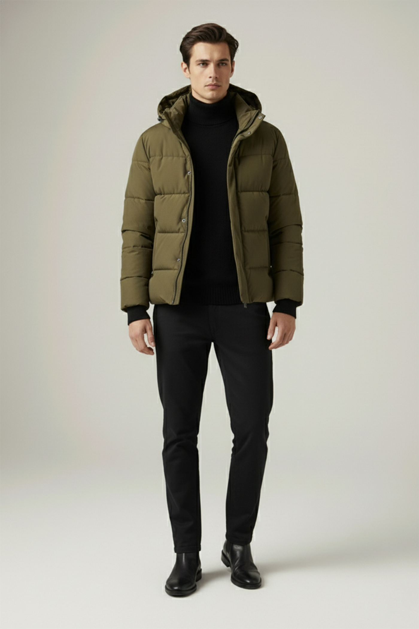 Kurtka Puchowa z Kapturem i Pikowanym Wzorem | Krzysztof – Leśna Zieleń