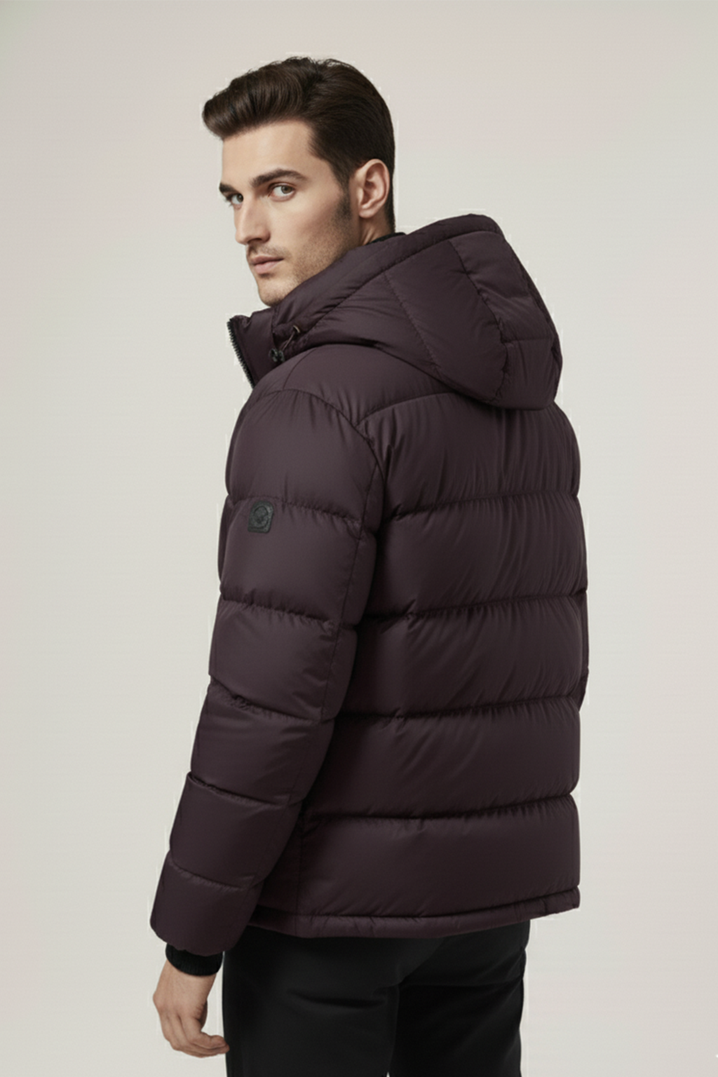 Kurtka Puchowa z Kapturem i Pikowanym Wzorem | Paweł – Fiolet Bakłażanowy