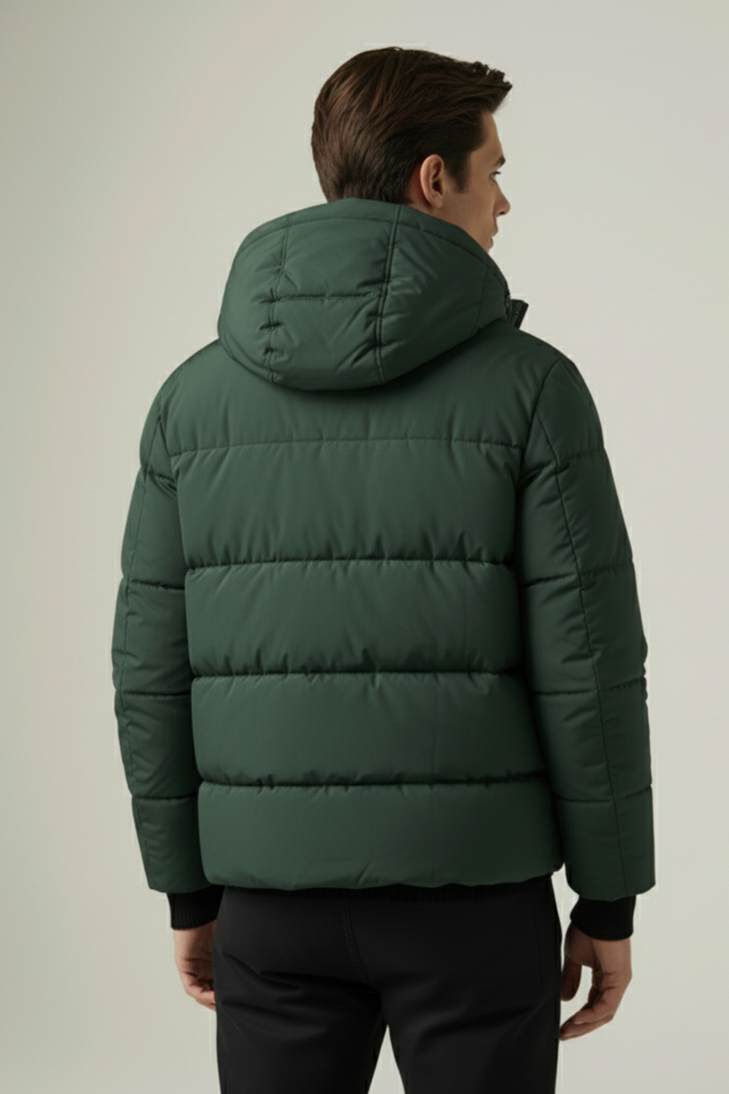 Kurtka Puchowa z Kapturem i Pikowanym Wzorem | Marcin – Zielona