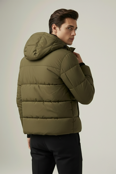 Kurtka Puchowa z Kapturem i Pikowanym Wzorem | Krzysztof – Leśna Zieleń